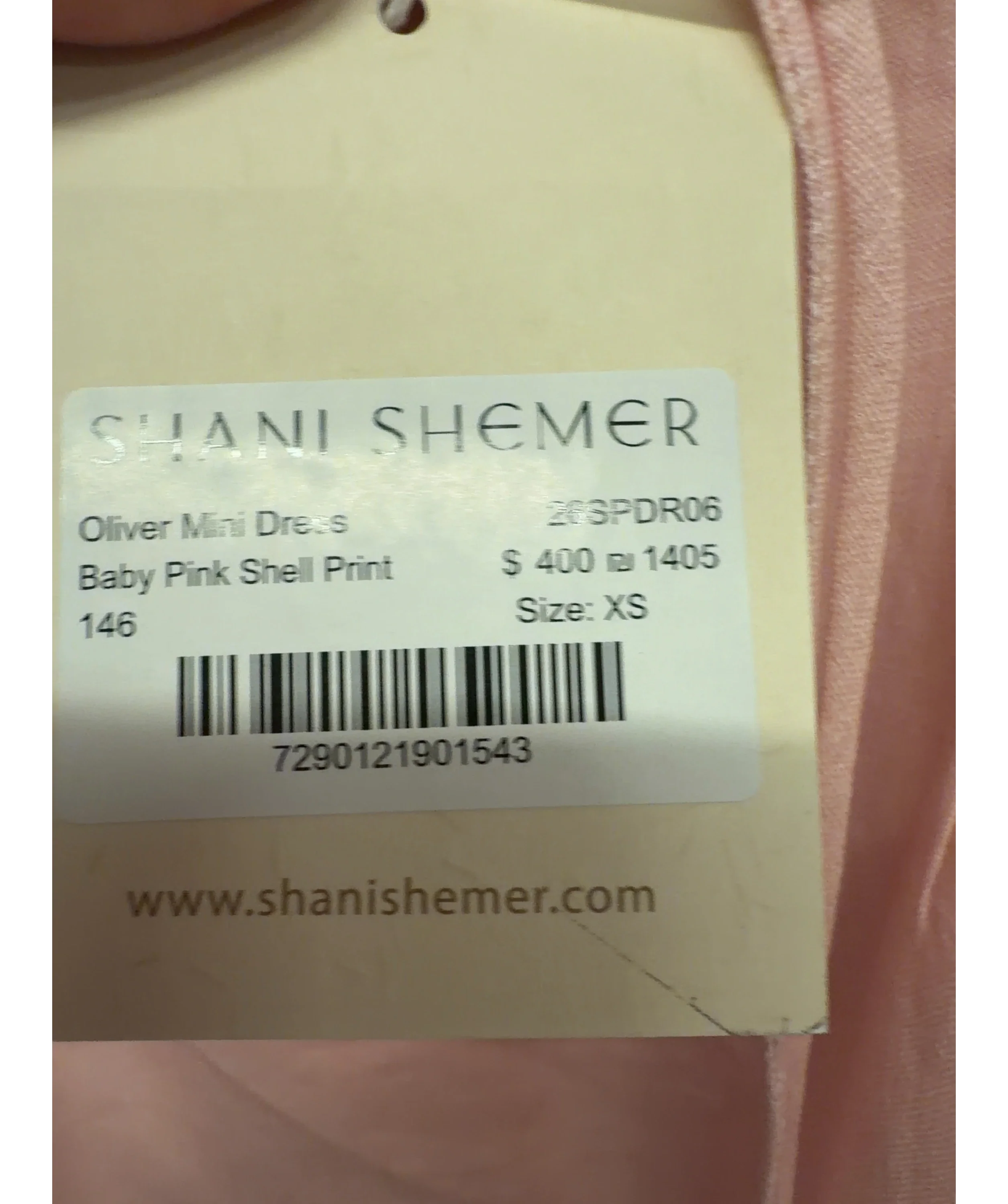 Shani Shemer Pink Oliver Mini Dress, size UK XS — care label