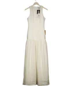 ODD MUSE Cream Linen Mix Dropped Waist Maxi Dress, size UK XS — front