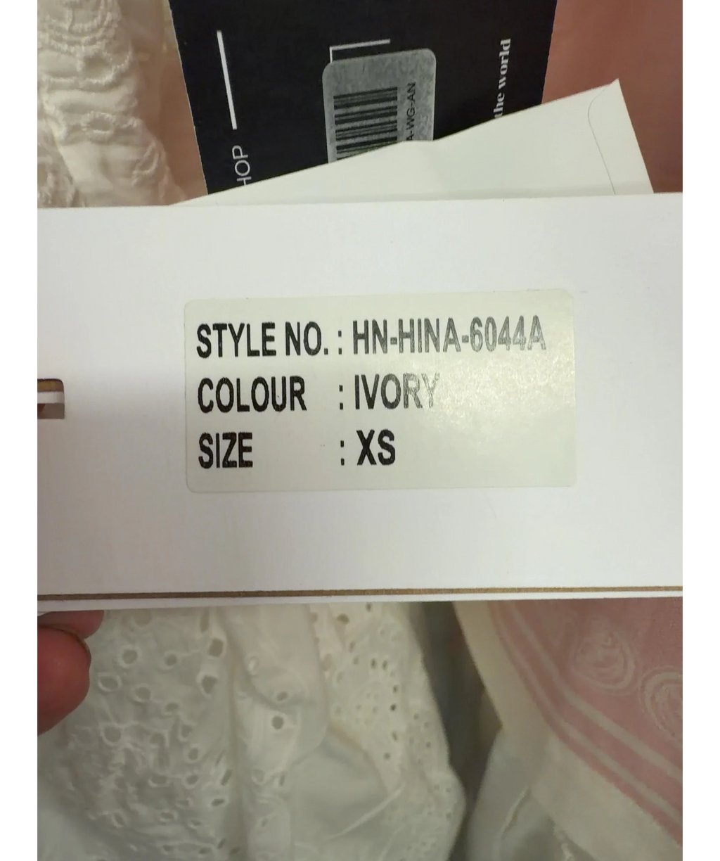 Hemant & Nandita White Hina Corseted Mini Dress, size UK XS — care label