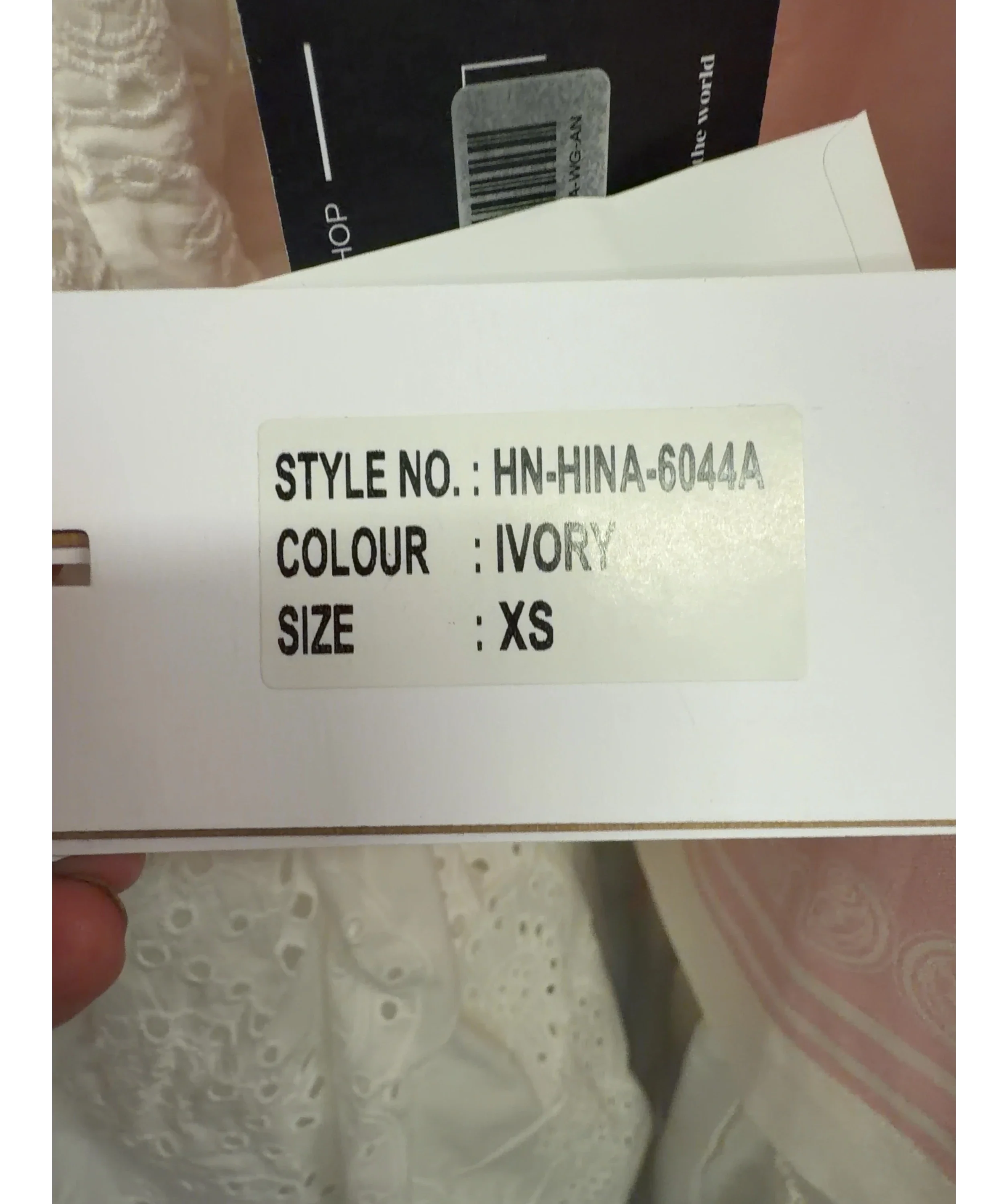 Hemant & Nandita White Hina Corseted Mini Dress, size UK XS — care label