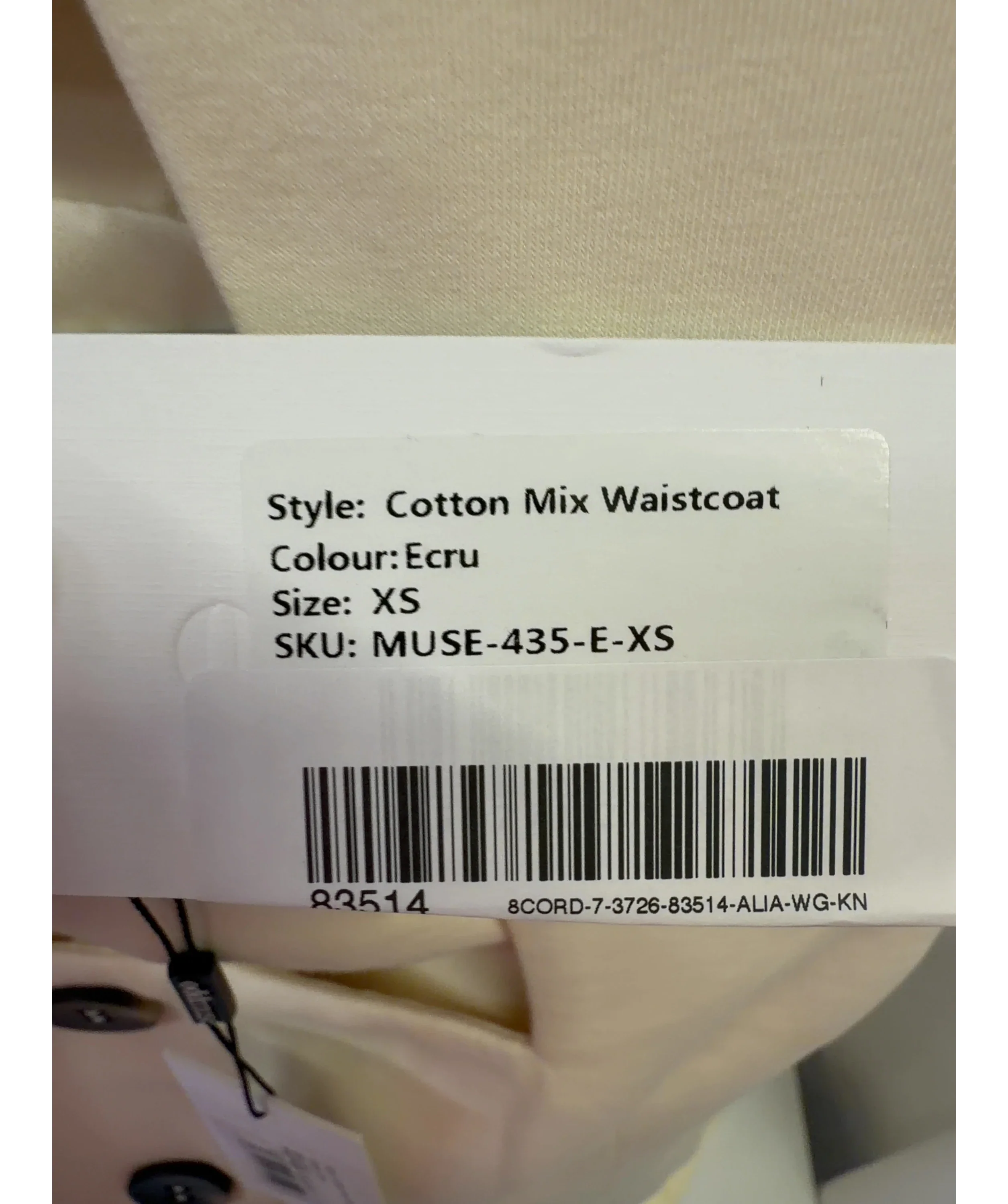 ODD MUSE Cream Colour, size UK XS — care label