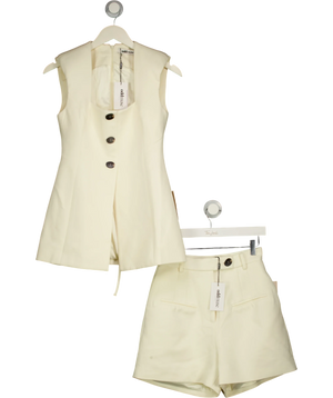 Odd Muse Cream Structured Waistcoat & High Waisted Shorts Set UK XS
