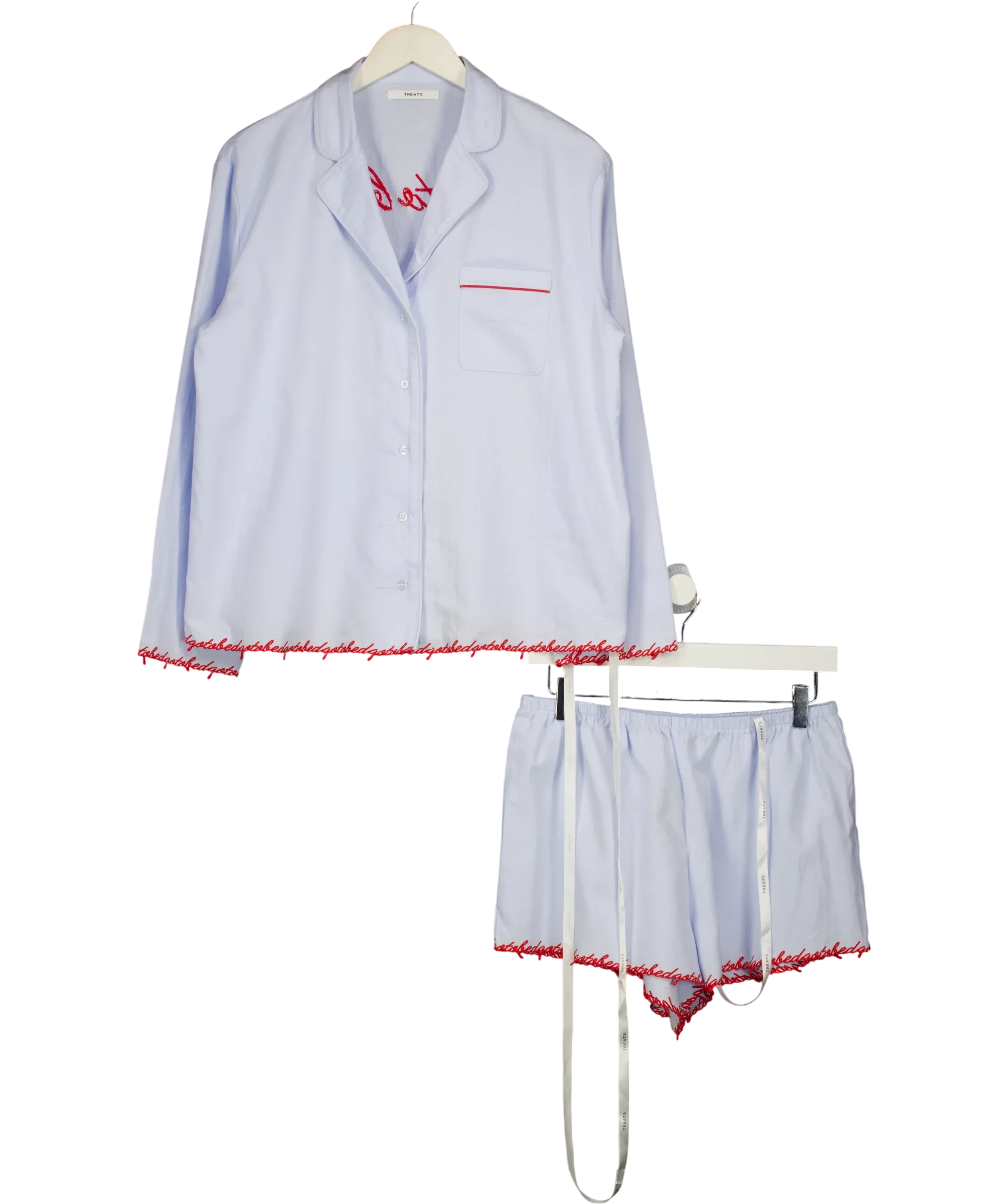 TREATS STUDIOS light blue pyjama set, size UK XS — front