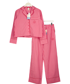 Gap x Summer Fridays Red And Pink Striped Pyjama Set XS