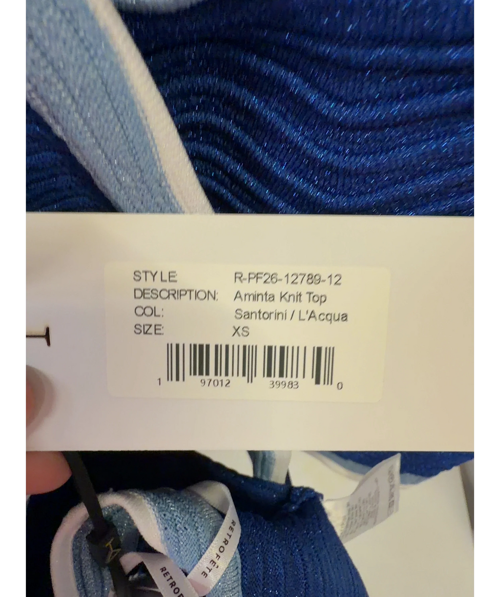RETROFÊTE Blue Aminta Knit Set, size UK XS — care label