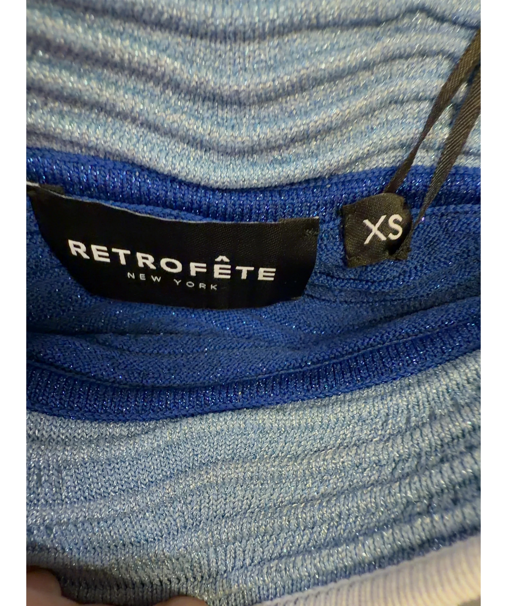 RETROFÊTE Blue Aminta Knit Set, size UK XS — fabric detail