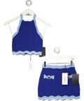 RETROFÊTE Blue Aminta Knit Set, size UK XS — front