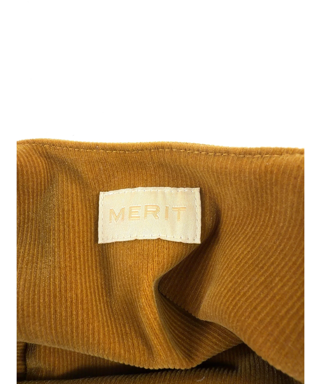 merit Brown Merit Brown Corduroy Knotted Handle Handbag — label