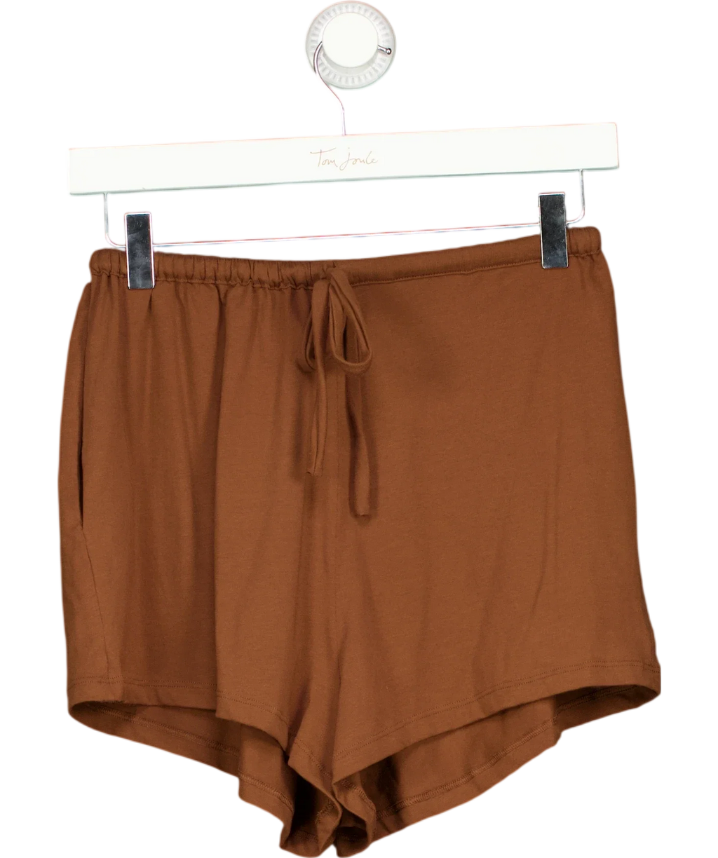 KLAYD Brown Relaxed Drawstring Jersey Shorts Brown, size UK S — front