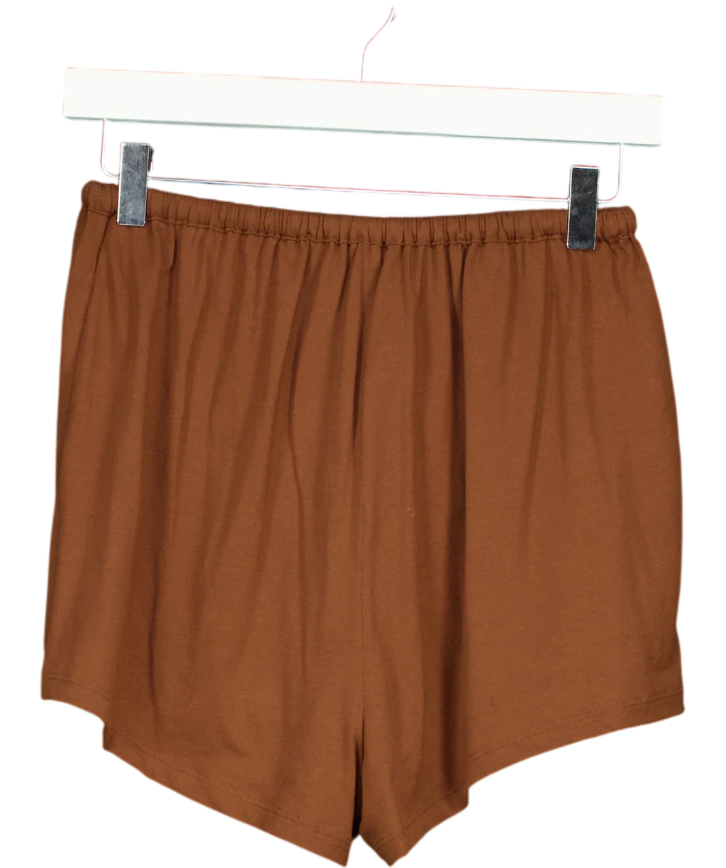 KLAYD Brown Relaxed Drawstring Jersey Shorts Brown, size UK S — back