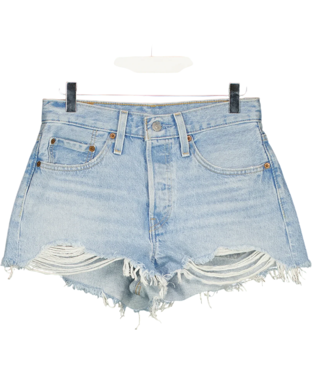 levis Blue 501 Original High Rise Denim Shorts Luxor Heat Blue W26, size W26 — front