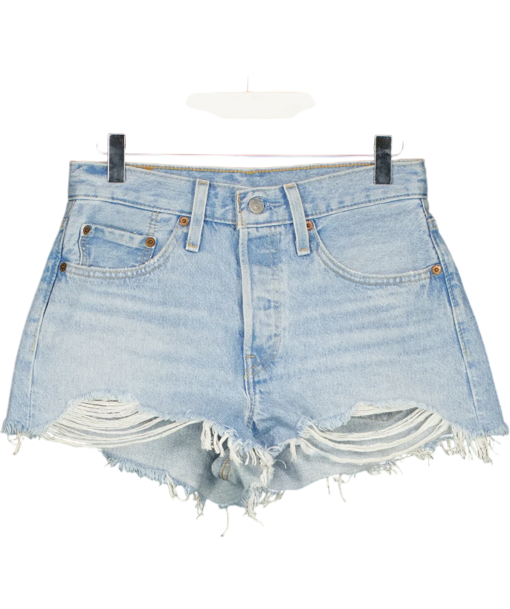 levis Blue 501 Original High Rise Denim Shorts Luxor Heat Blue W26, size W26 — front