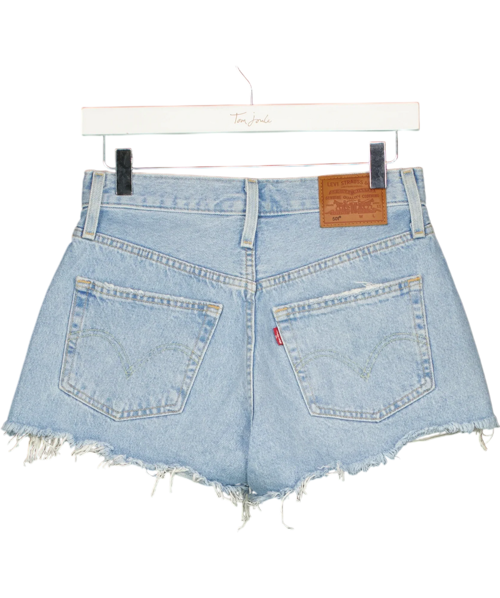 levis Blue 501 Original High Rise Denim Shorts Luxor Heat Blue W26, size W26 — back