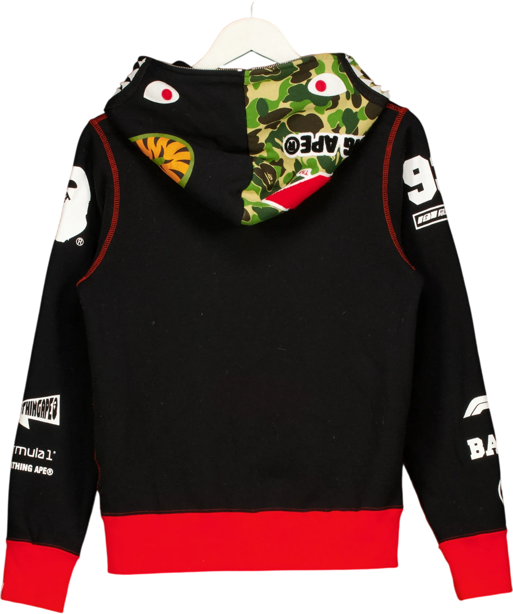 A Bathing Ape Black Formula 1 Shark Full Zip Hoodie, size UK S — back