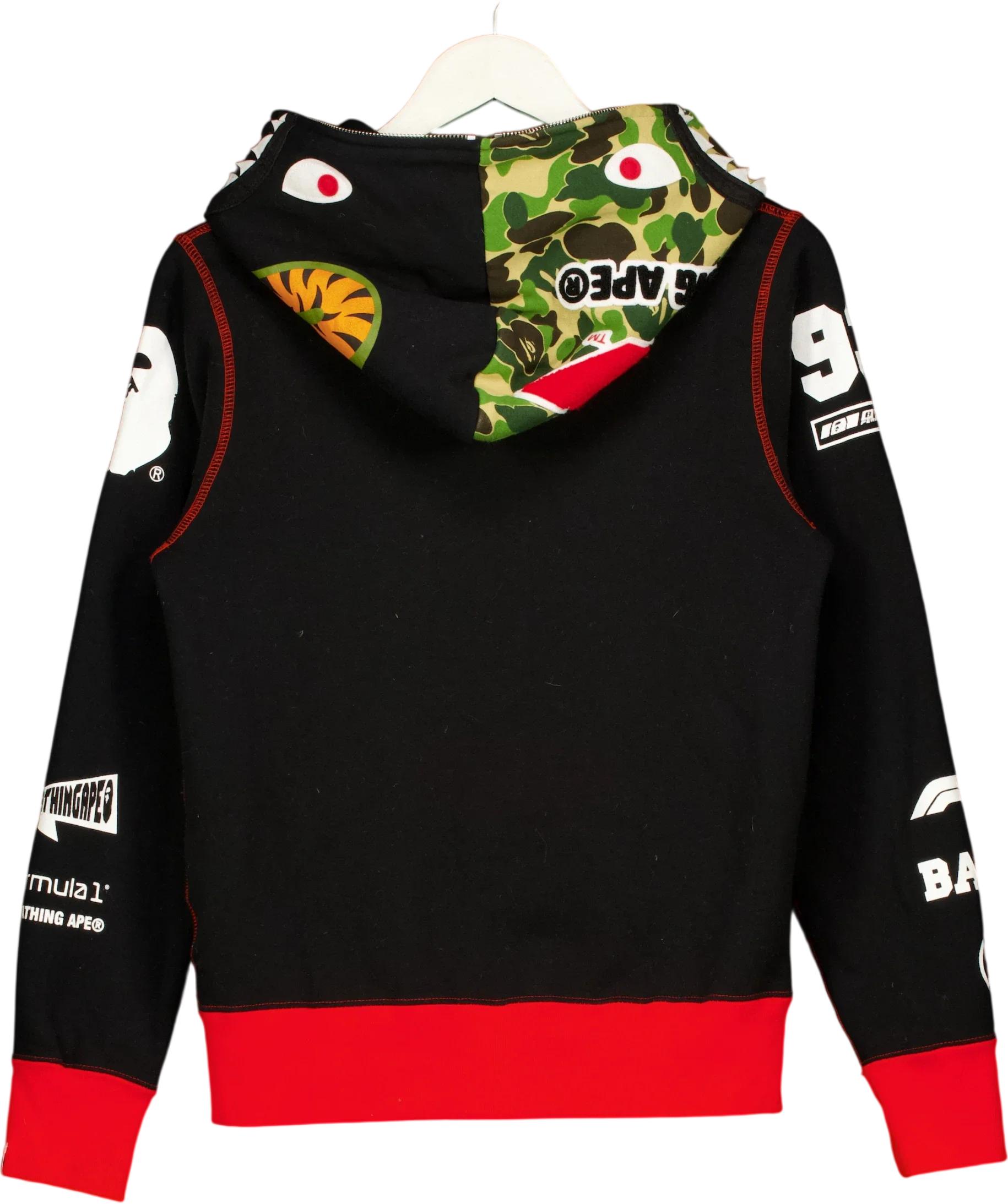 A Bathing Ape Black Formula 1 Shark Full Zip Hoodie, size UK S — back
