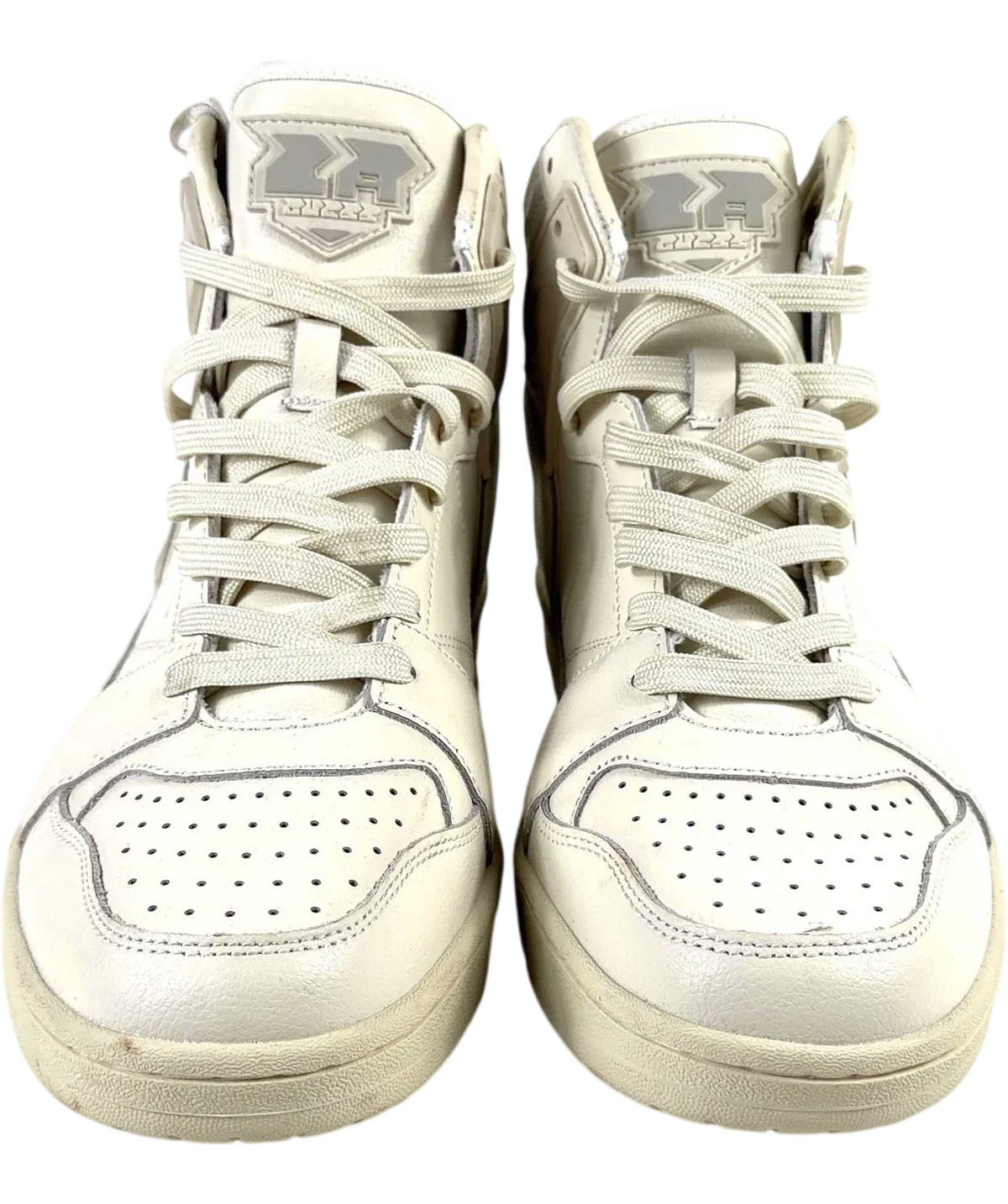Guess Sava Mid White And Cream High Top Sneakers UK 16 — Front (both, face on)