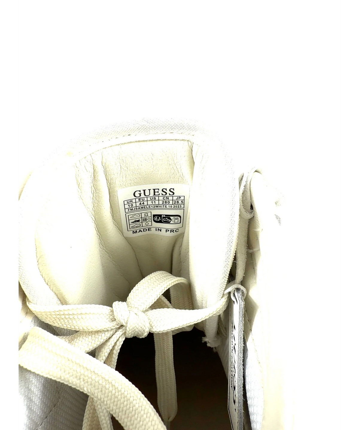 Guess Sava Mid White And Cream High Top Sneakers UK 16 — Materials