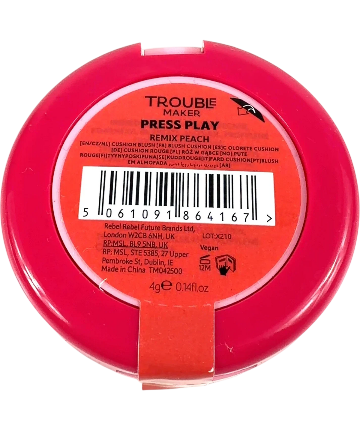 Troublemaker Remix Peach PRESS PLAY, size 4g — back