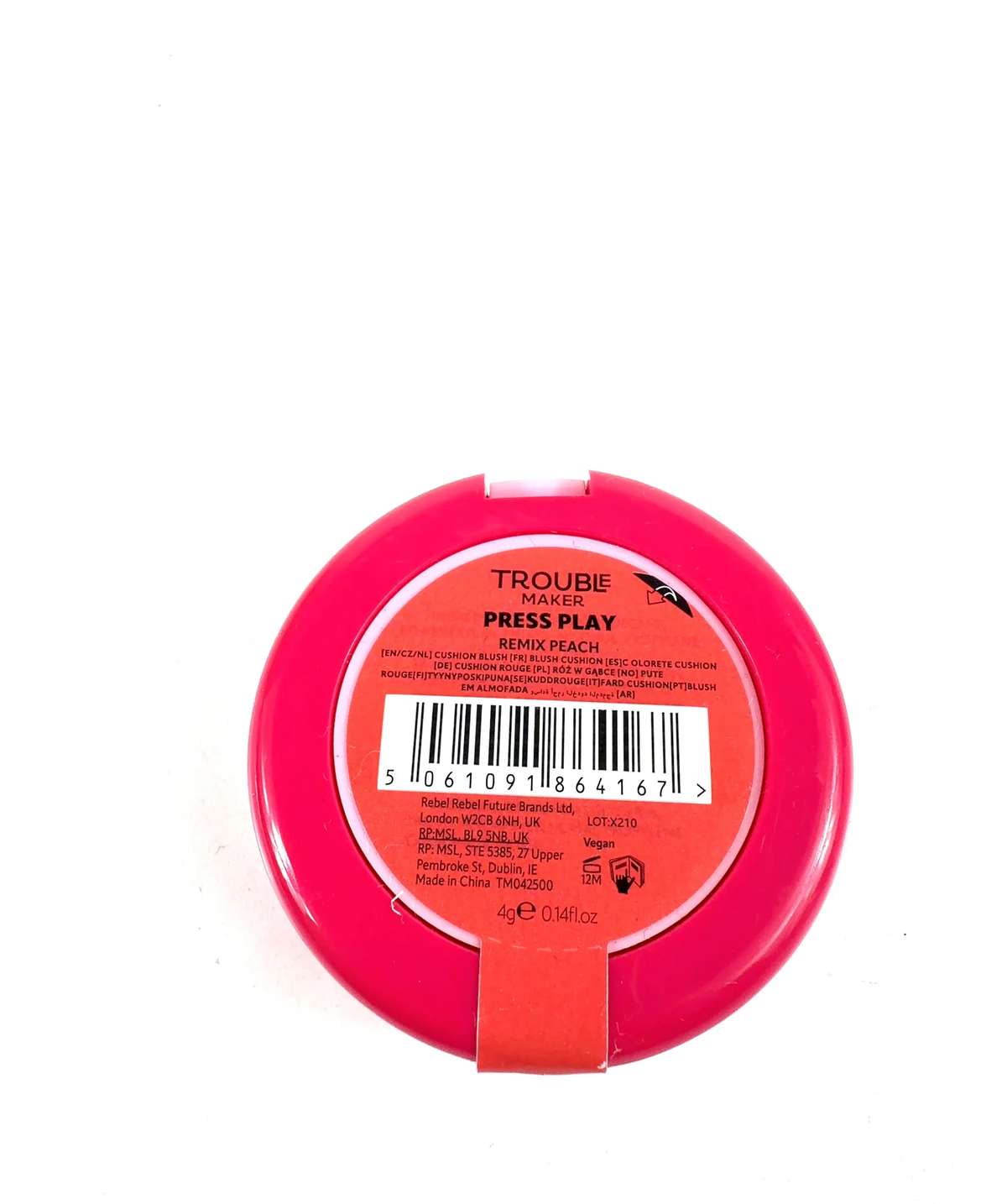 Troublemaker Remix Peach PRESS PLAY, size 4g — care label
