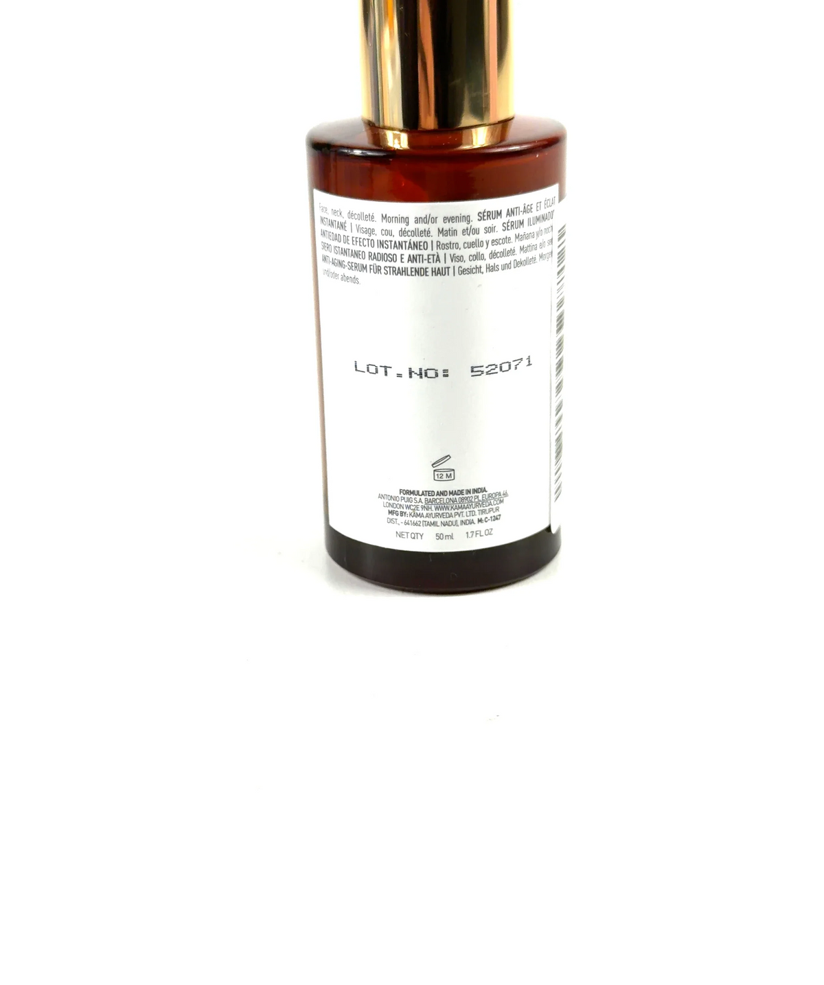 KAMA AYURVEDA Kumkumadi Silky Serum, size 50ml — care label