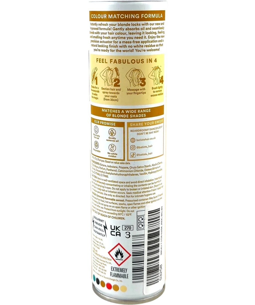 batiste Blonde Colour Dry Shampoo Blonde, size 200ml — back