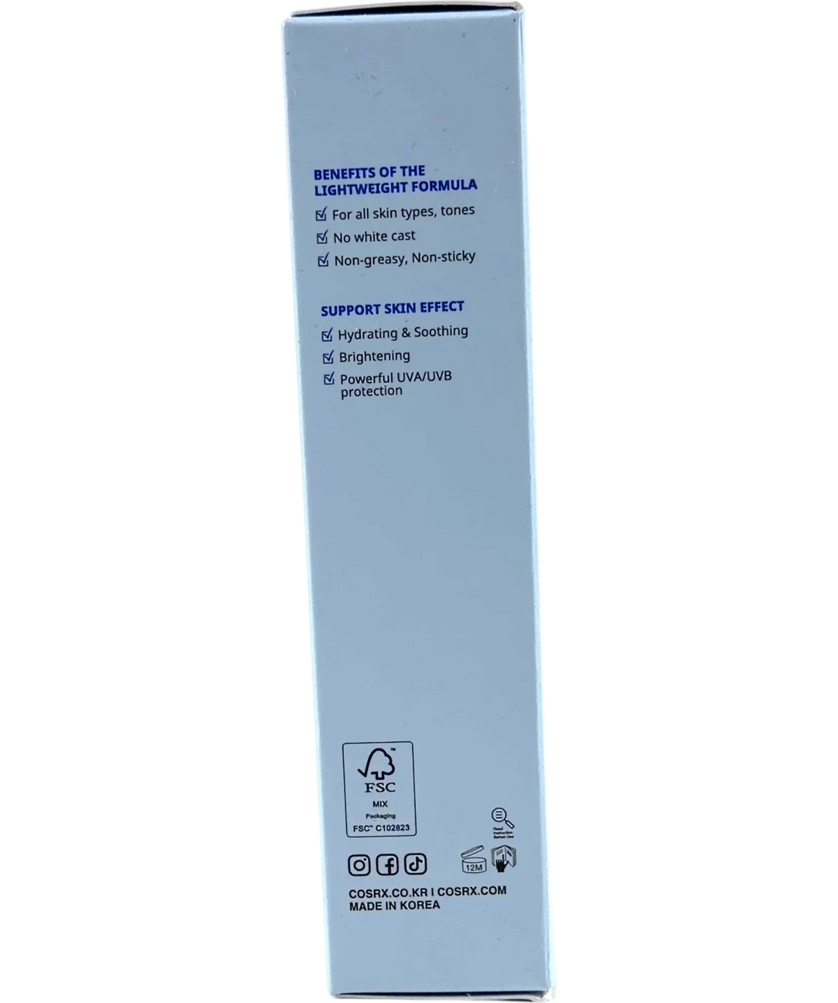 COSRX Ultra-Light Invisible Sunscreen 50 mL, size 50ml — back