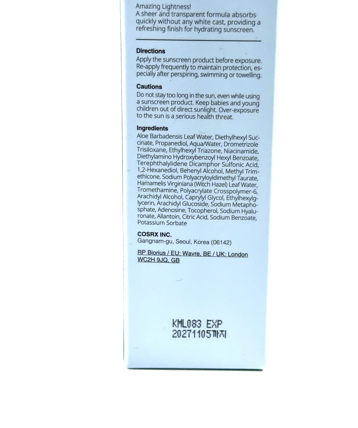 COSRX Ultra-Light Invisible Sunscreen 50 mL, size 50ml — detail