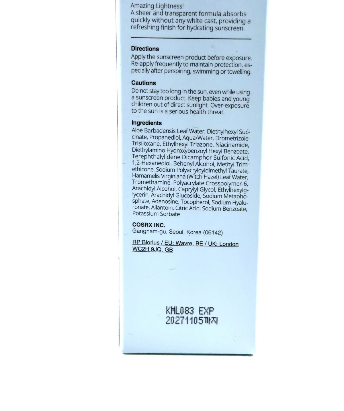 COSRX Ultra-Light Invisible Sunscreen 50 mL, size 50ml — fabric detail