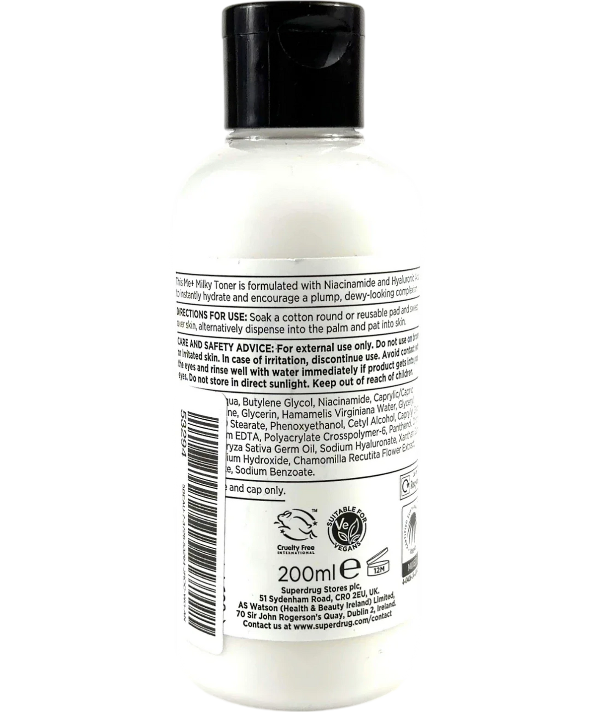 Superdrug Superdrug Me+ Milky Toner 200ml, size 200ml — back