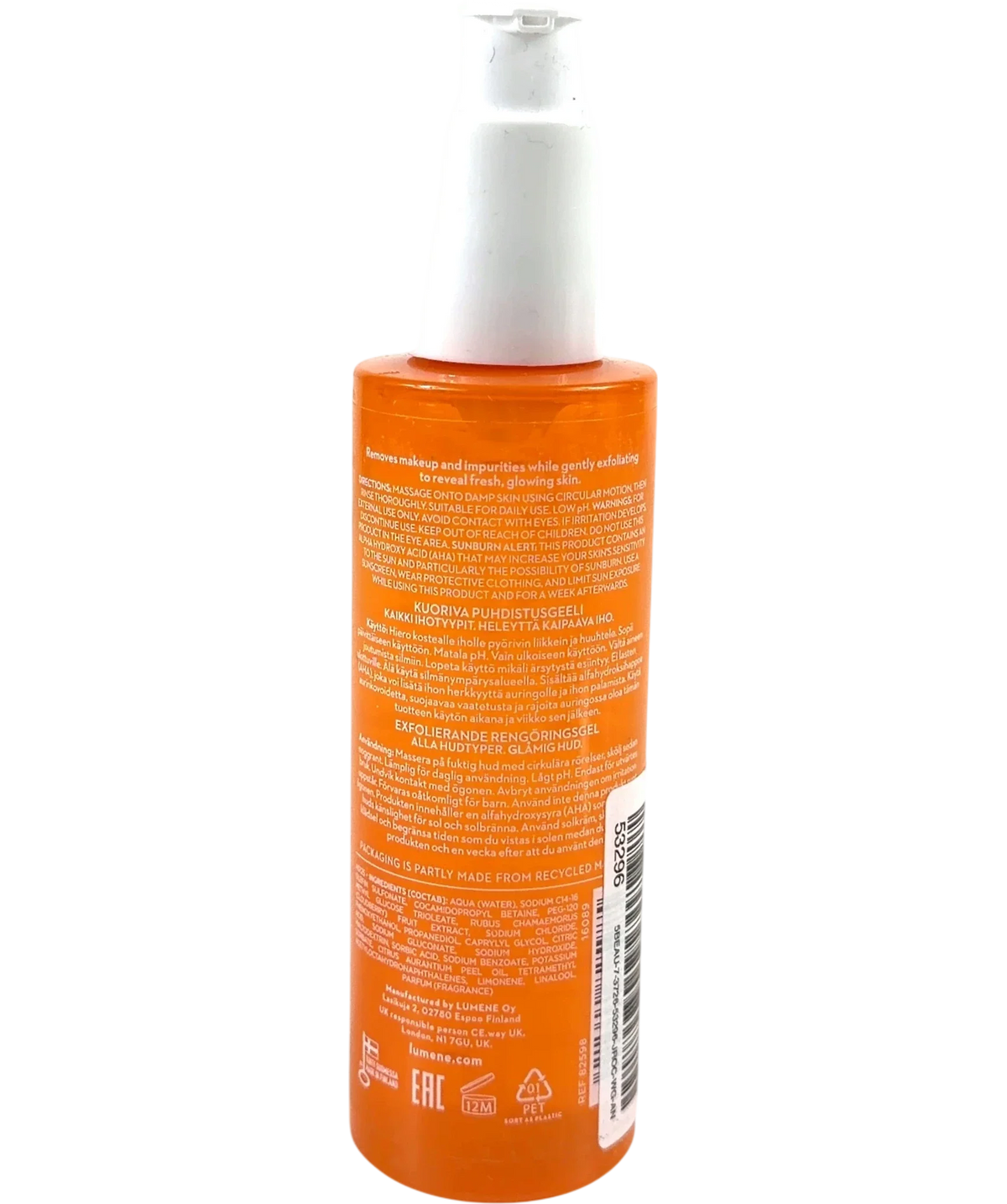 Lumene Nordic-C [Valo] Exfoliating Gel Cleanser, size 150ml — back