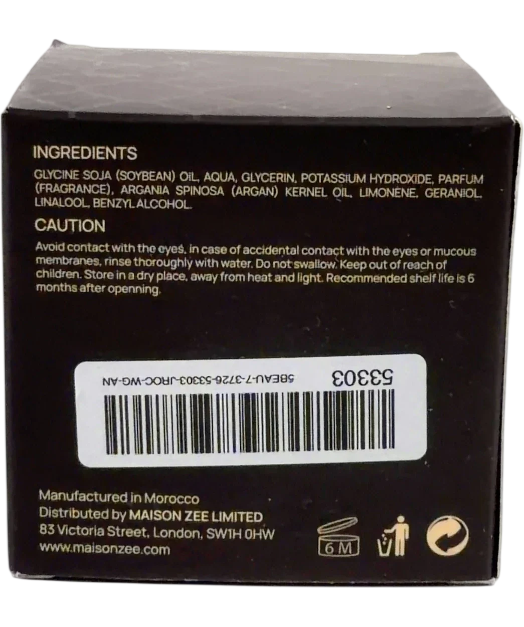 maison zee Argan Body Cleanser, size 200g — back
