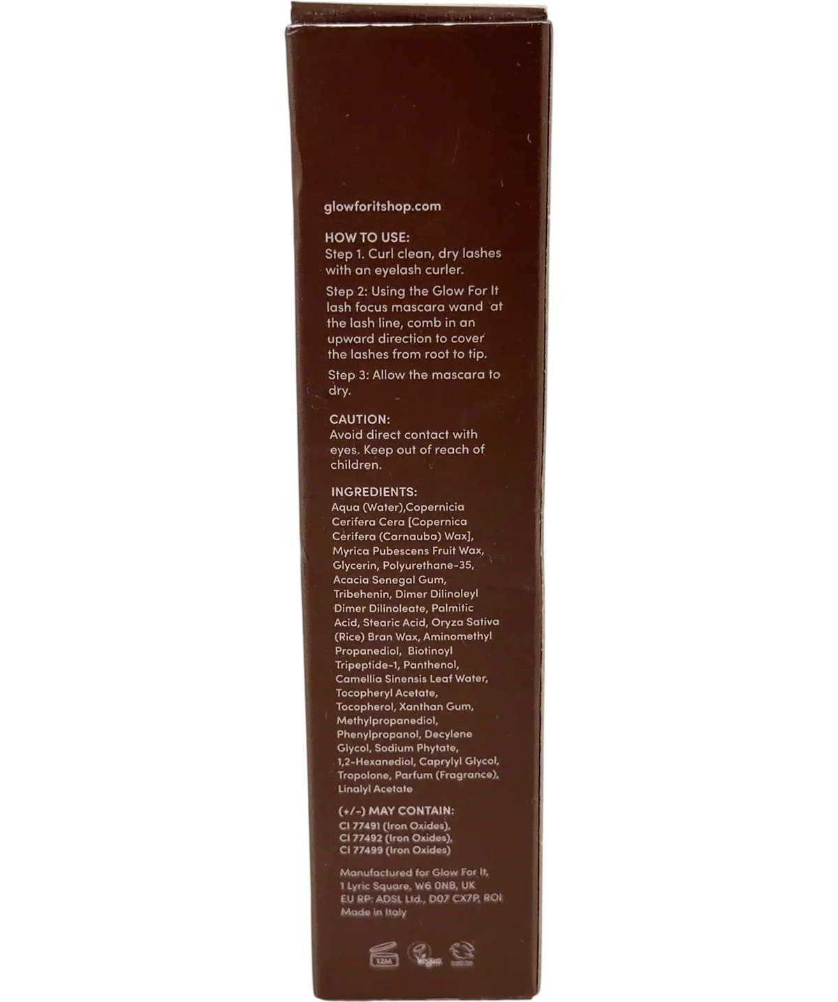 glow for it brown Lash Focus Mascara, size 6ml — back