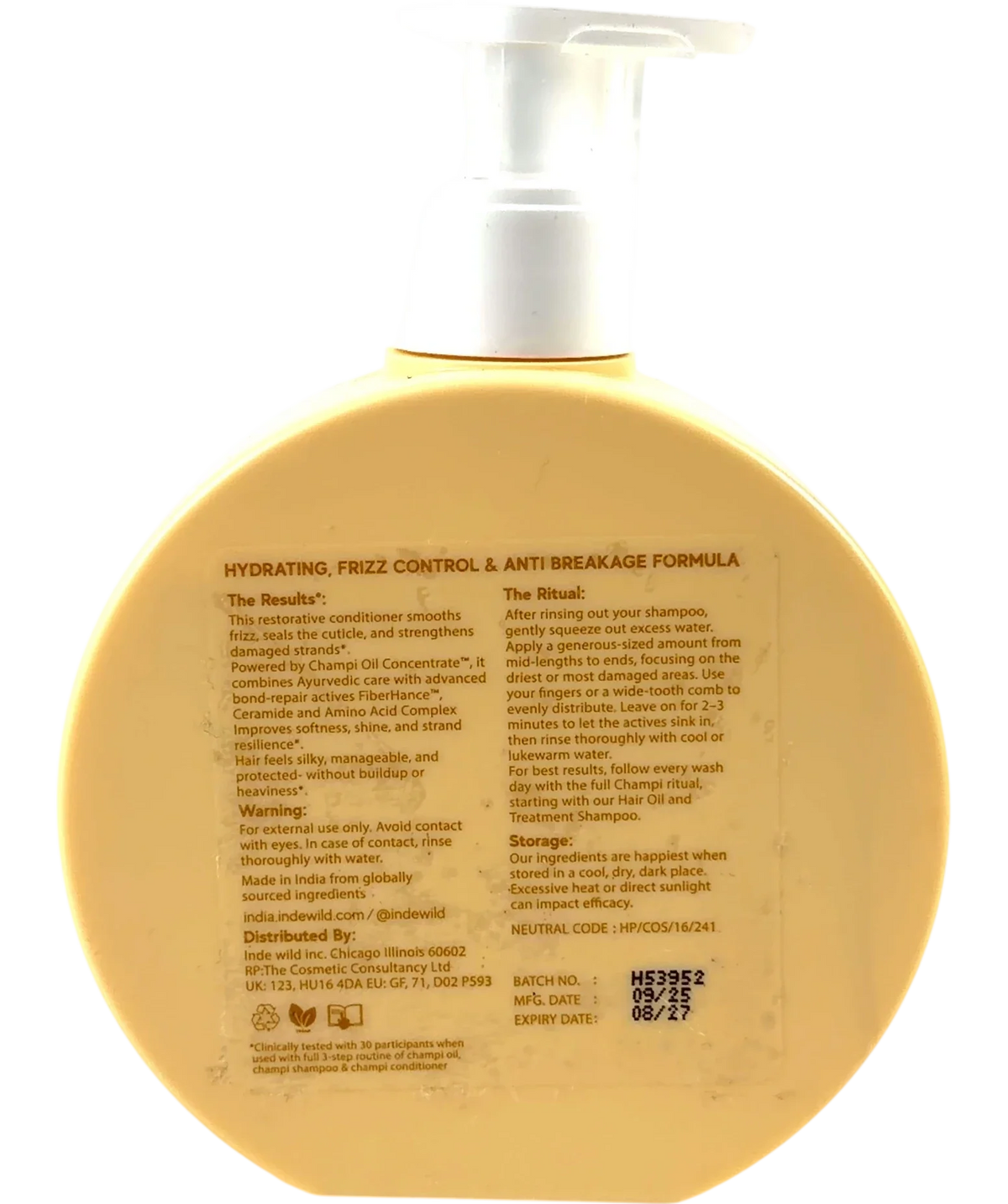 indē wild CHAMPI BOND REPAIR CONDITIONER, size 300ml — back