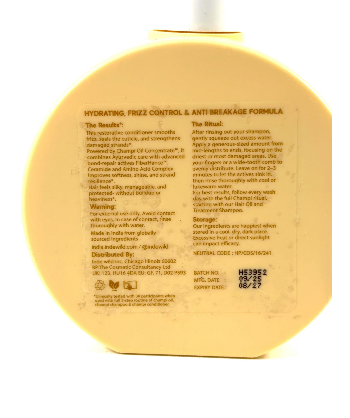 indē wild CHAMPI BOND REPAIR CONDITIONER, size 300ml — fabric detail
