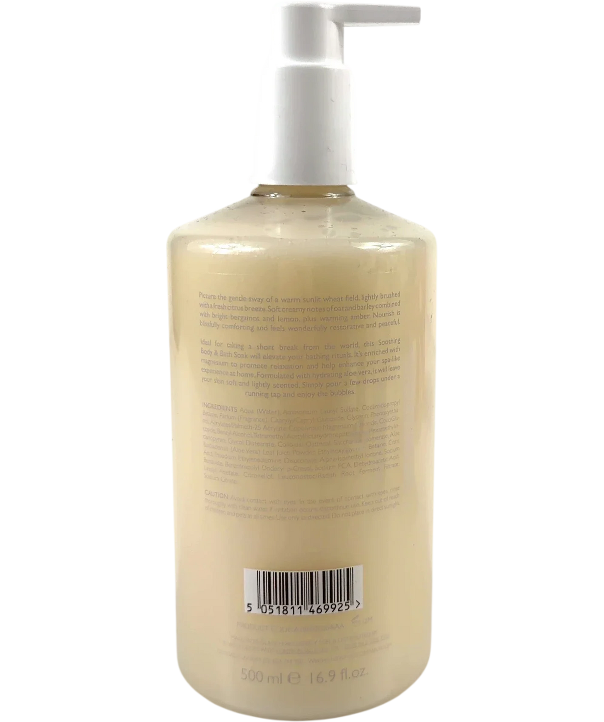The White Company SPA NOURISH OAT, BERGAMOT & AMBER, size 500ml — back