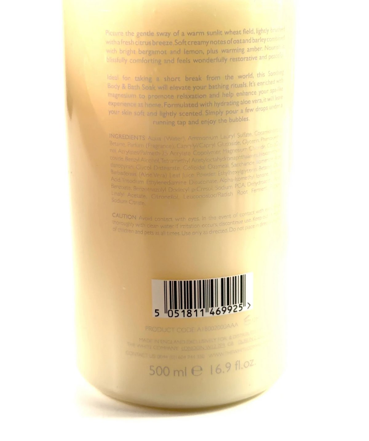 The White Company SPA NOURISH OAT, BERGAMOT & AMBER, size 500ml — fabric detail