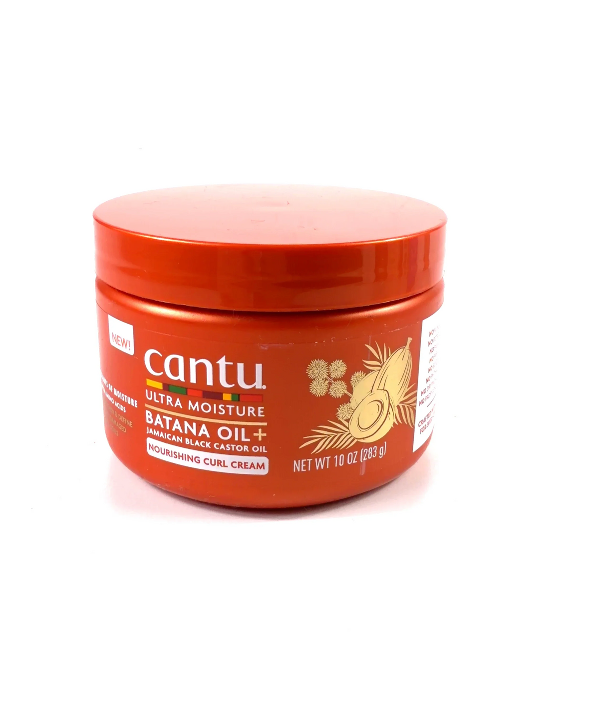 Cantu ULTRA MOISTURE BATANA OIL + JAMAICAN BLACK CASTOR OIL NOURISHING CURL CREAM, size 283g — label