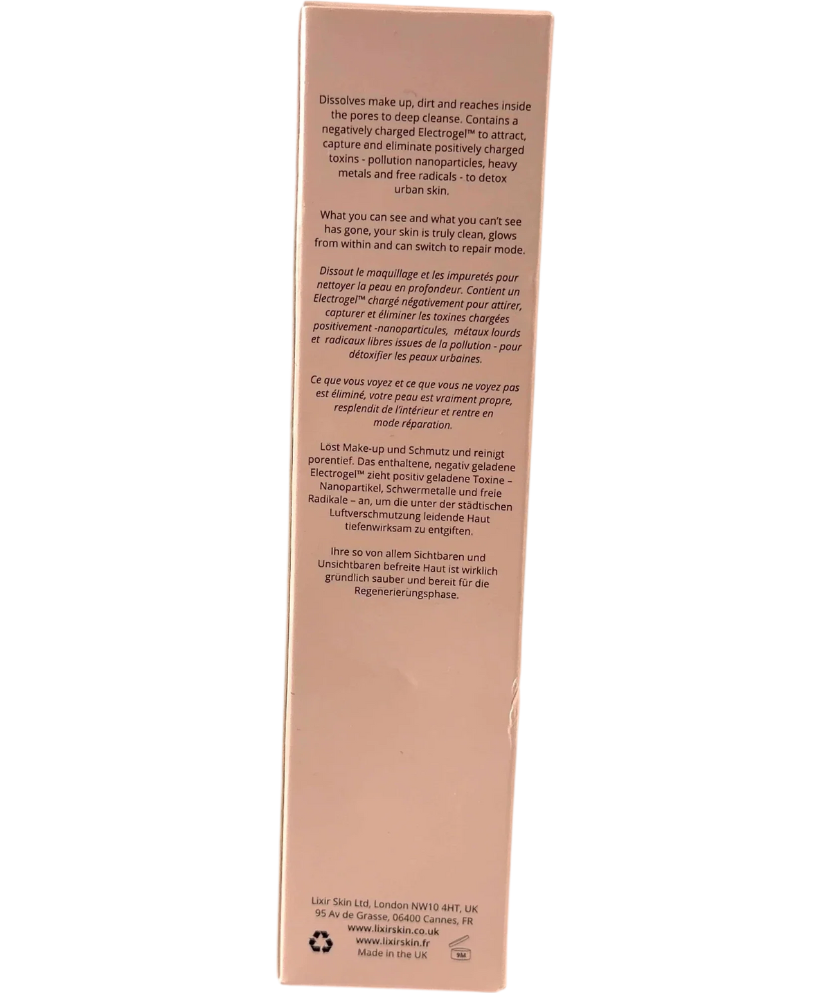 LixirSkin Electrogel Cleanser, size 100ml — back