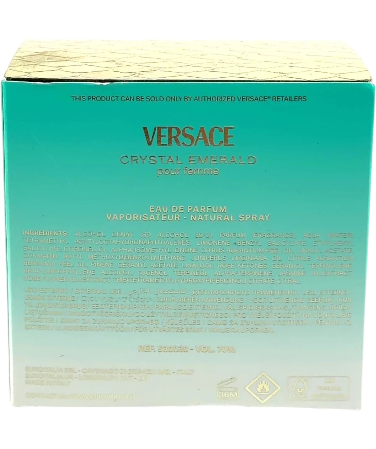 Versace Versace Crystal Emerald Pour Femme Eau de Parfum 50ml, size 50ml — back