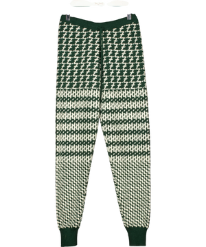 Madeleine Thompson Green And White Cashmere Blend Knit Drawstring Trousers S