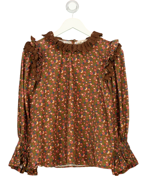 byTiMo Baby Cord Ruffle Blouse Brown Floral  UK S