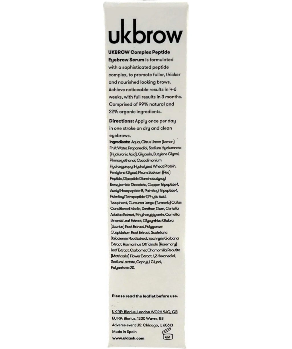 UKBROW Complex Peptide Eyebrow Serum, size 3ml — back