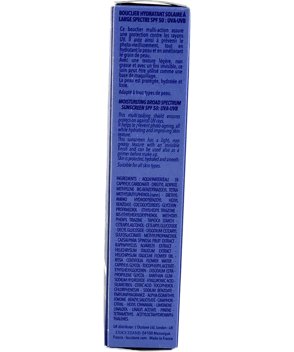 Loccitane Immortelle Précieuse UV Shield SPF 50 (Bouclier Hydratant Proactif), size 30ml — back