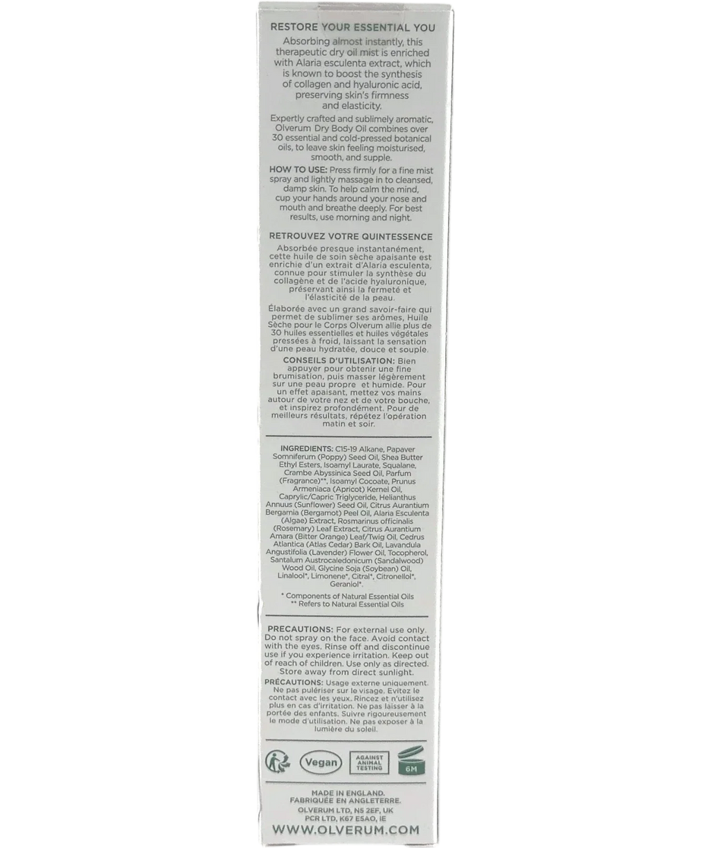 olverum DRY BODY OIL, size 100ml — back