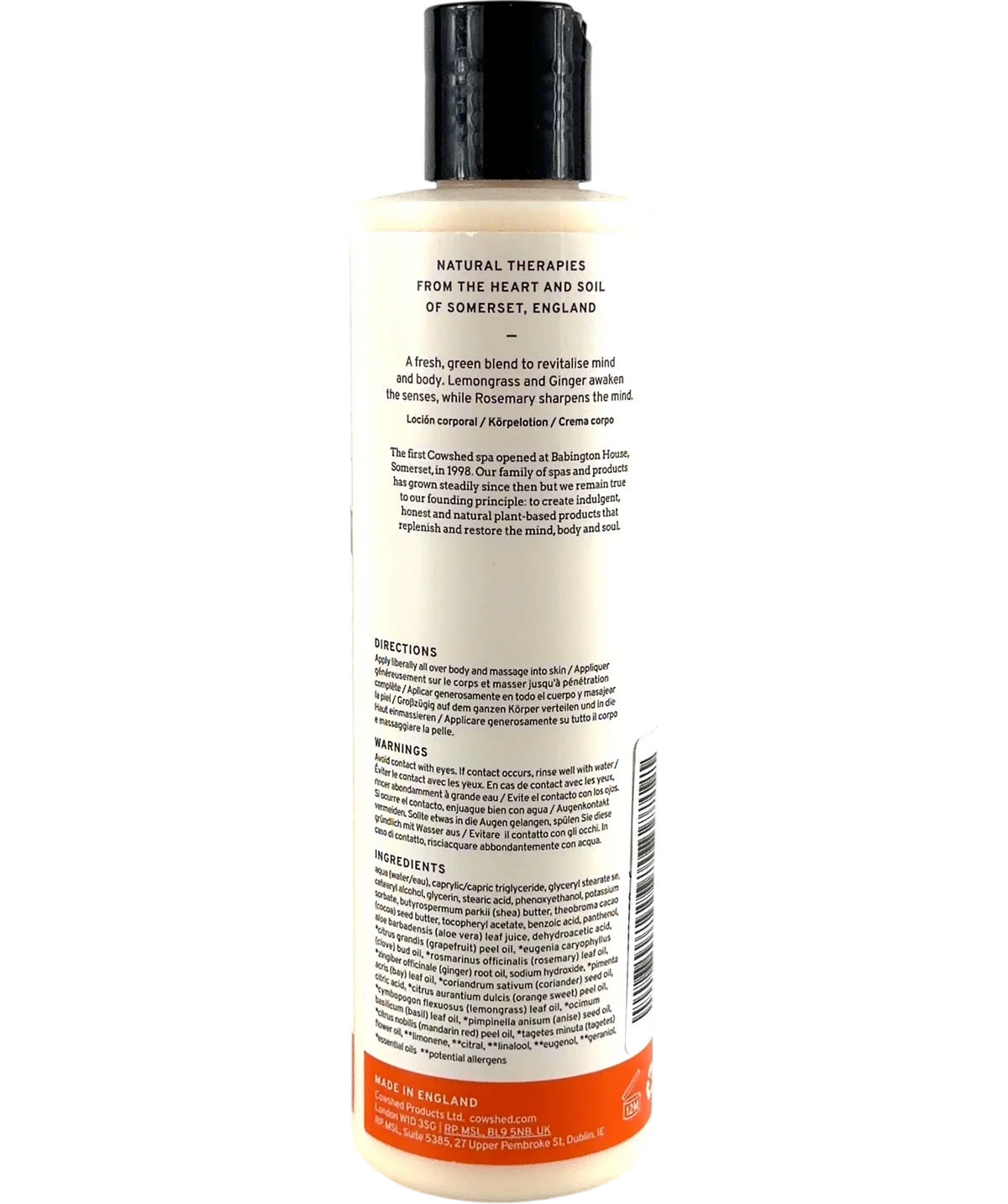 Cowshed Active Body Lotion (Lemongrass, Ginger & Rosemary) 300ml, size 300ml — back