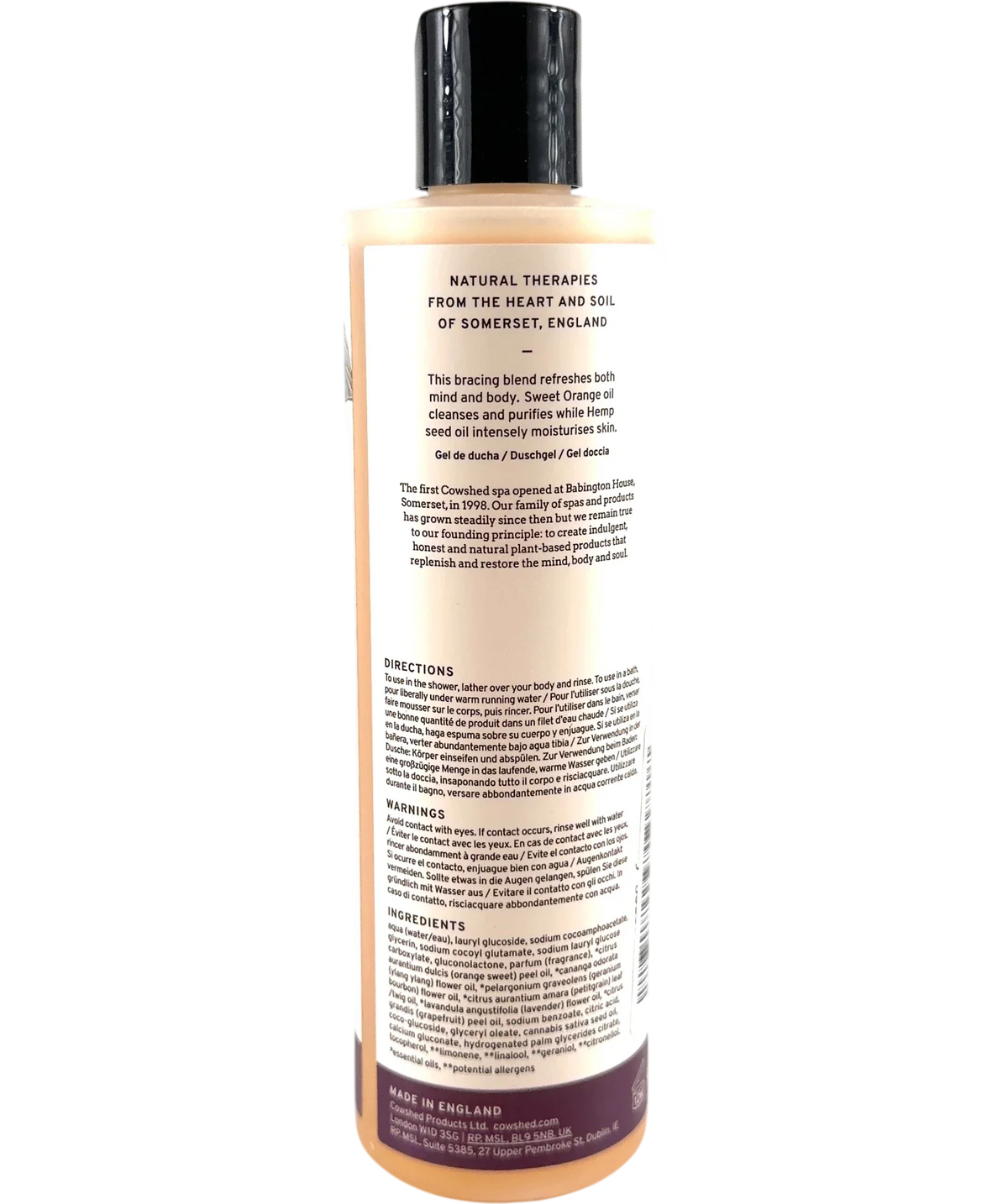 Cowshed Awake Bracing Bath & Shower Gel, size 300ml — back