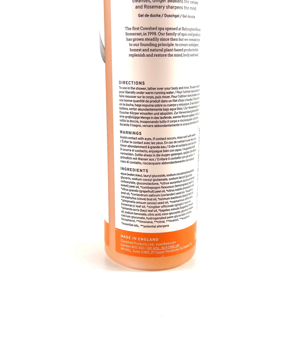 Cowshed Invigorating Bath & Shower Gel, size 300ml — fabric detail