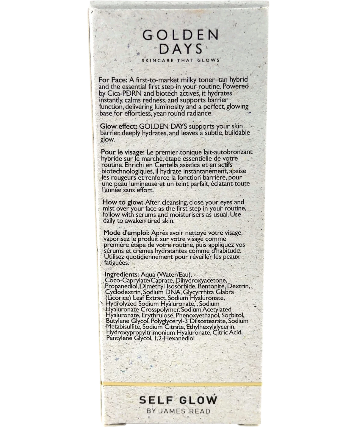 Self Glow by James Read GOLDEN DAYS, size 80ml — back