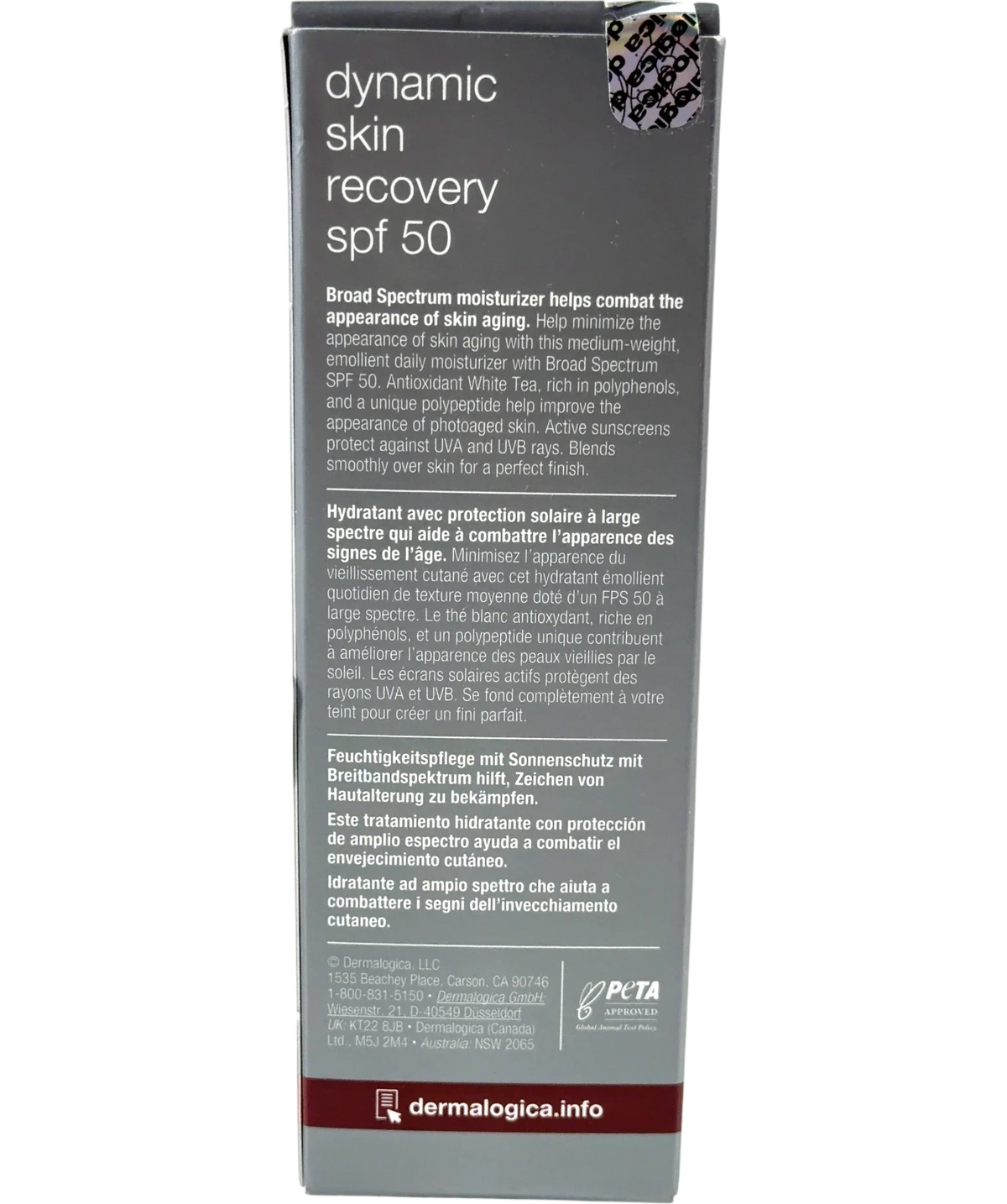 Dermalogica Dynamic Skin Recovery SPF50, size 50ml — back