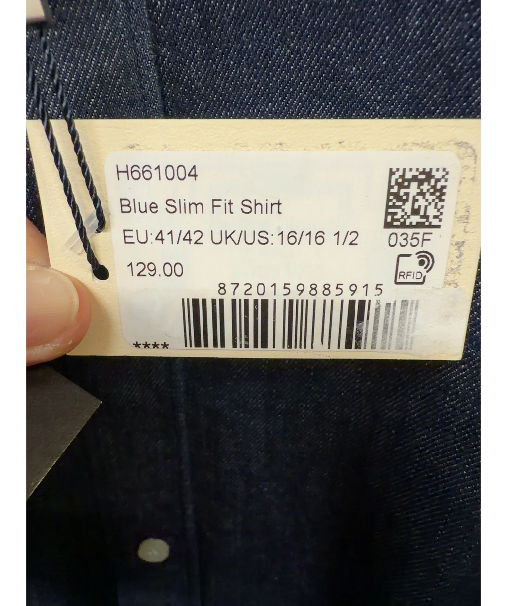 SuitSupply Blue Blue Slim Fit Shirt, size UK M — care label